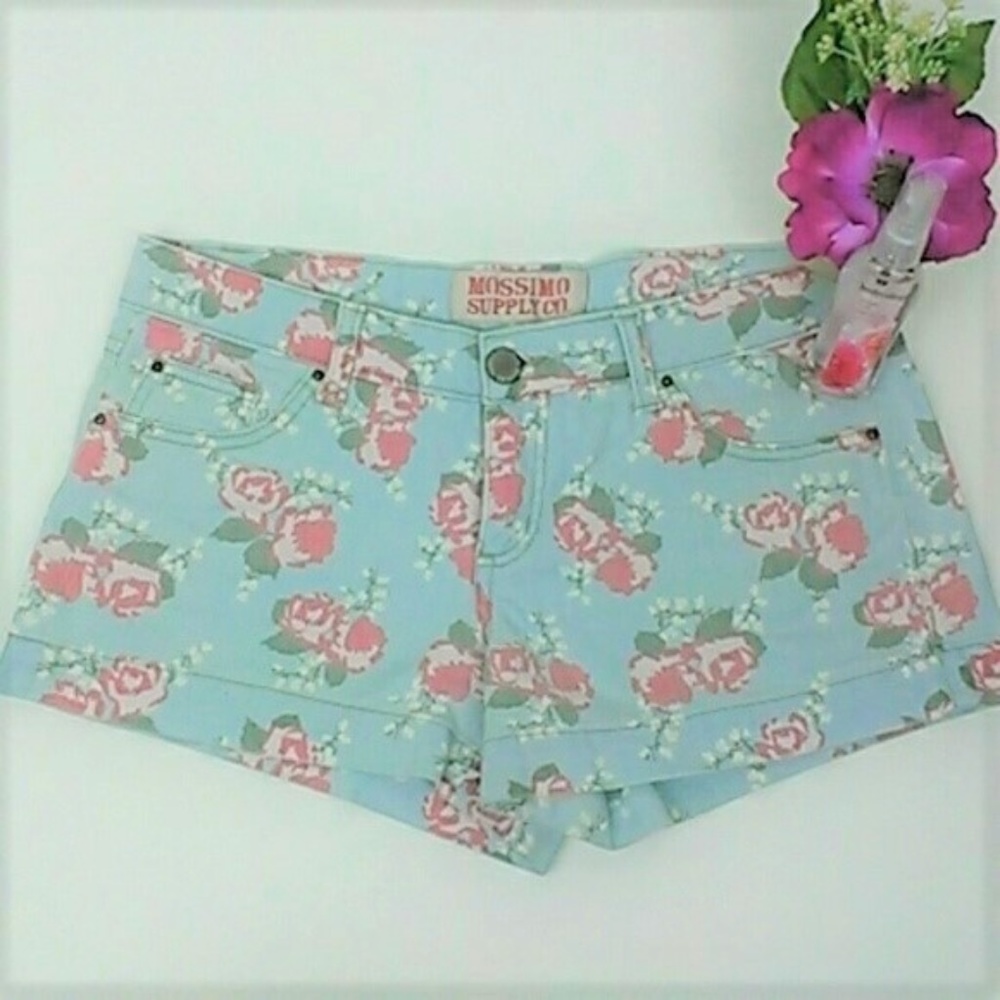 Denim Jean Shorts Floral Mossimo Pink Size 9